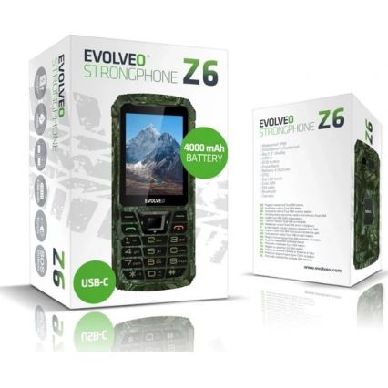 Evolveo - StrongPhone Z6, veekindel Dual-SIM-telefon jahikamuflaažiga