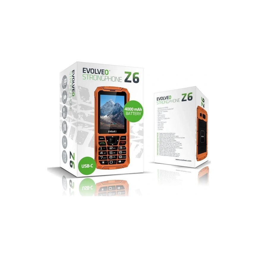 Evolveo - StrongPhone Z6, veekindel Dual SIM-telefon oranž