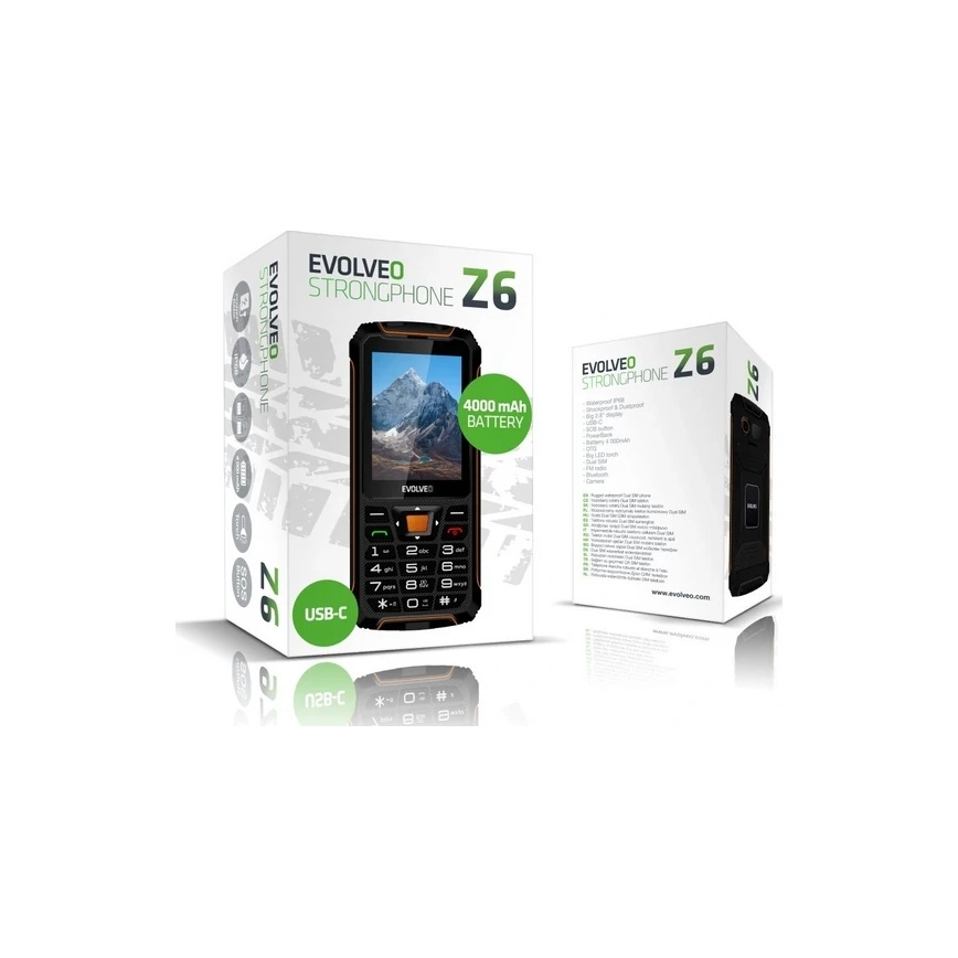 Evolveo - StrongPhone Z6 veekindel Topelt-SIM-telefon must/oranž