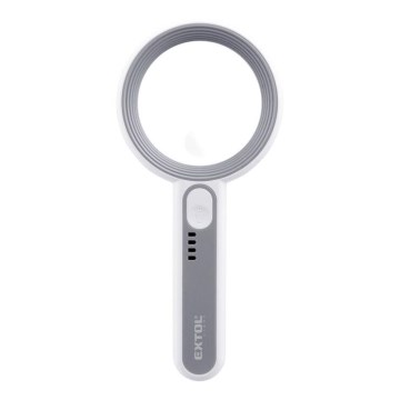 Extol - hämardatav laetav luup LED-valgustusega, 650 mAh, valge/hall