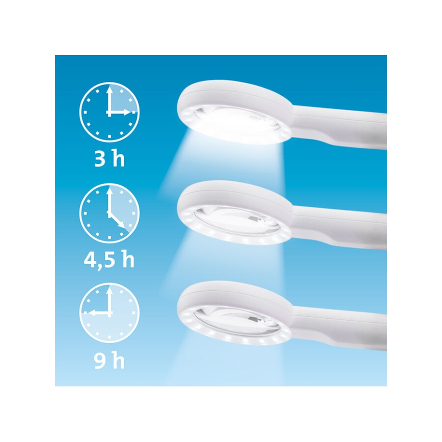 Extol - hämardatav laetav luup LED-valgustusega, 650 mAh, valge/hall