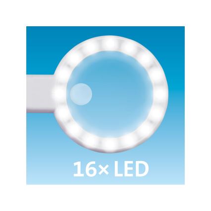 Extol - hämardatav laetav luup LED-valgustusega, 650 mAh, valge/hall