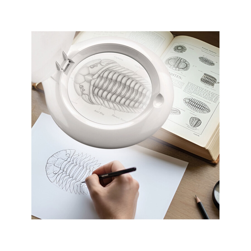 Extol - hämardatav laualamp luubiga, LED/10W/230V, valge