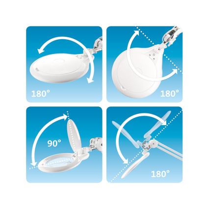 Extol - hämardatav laualamp luubiga, LED/10W/230V, valge