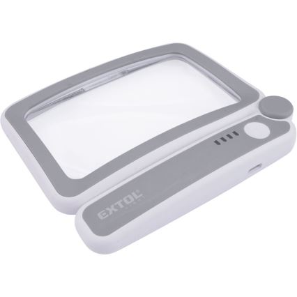 Extol - Hämardatav LED-valgustusega taaslaetav kokkupandav luup, 650 mAh, valge/hall