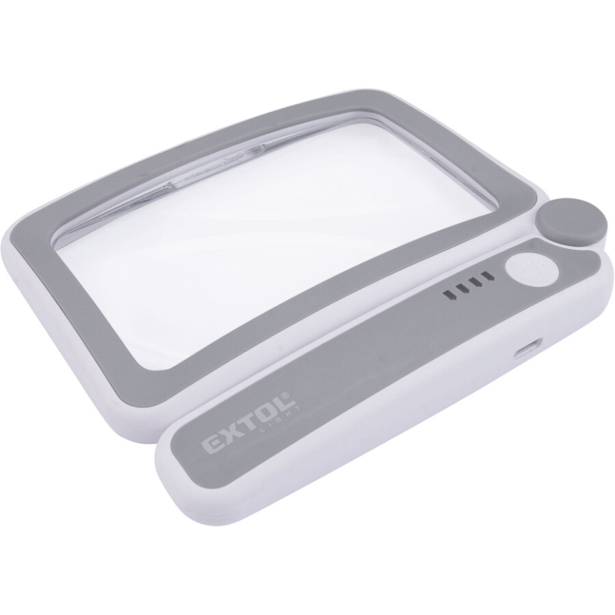 Extol - Hämardatav LED-valgustusega taaslaetav kokkupandav luup, 650 mAh, valge/hall