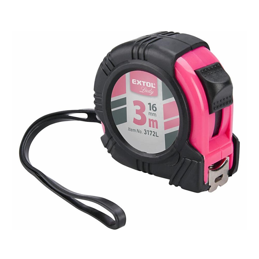 Extol - Mõõdulint 3 m must/roosa
