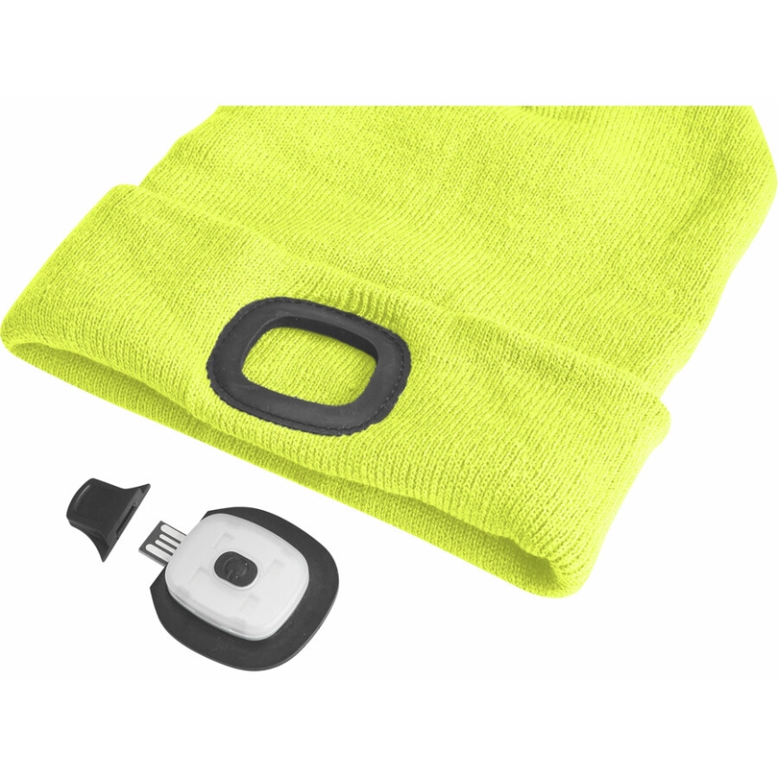 Extol - Müts pealambi ja USB laadimisega 300 mAh neoonkollane, suurus UNI