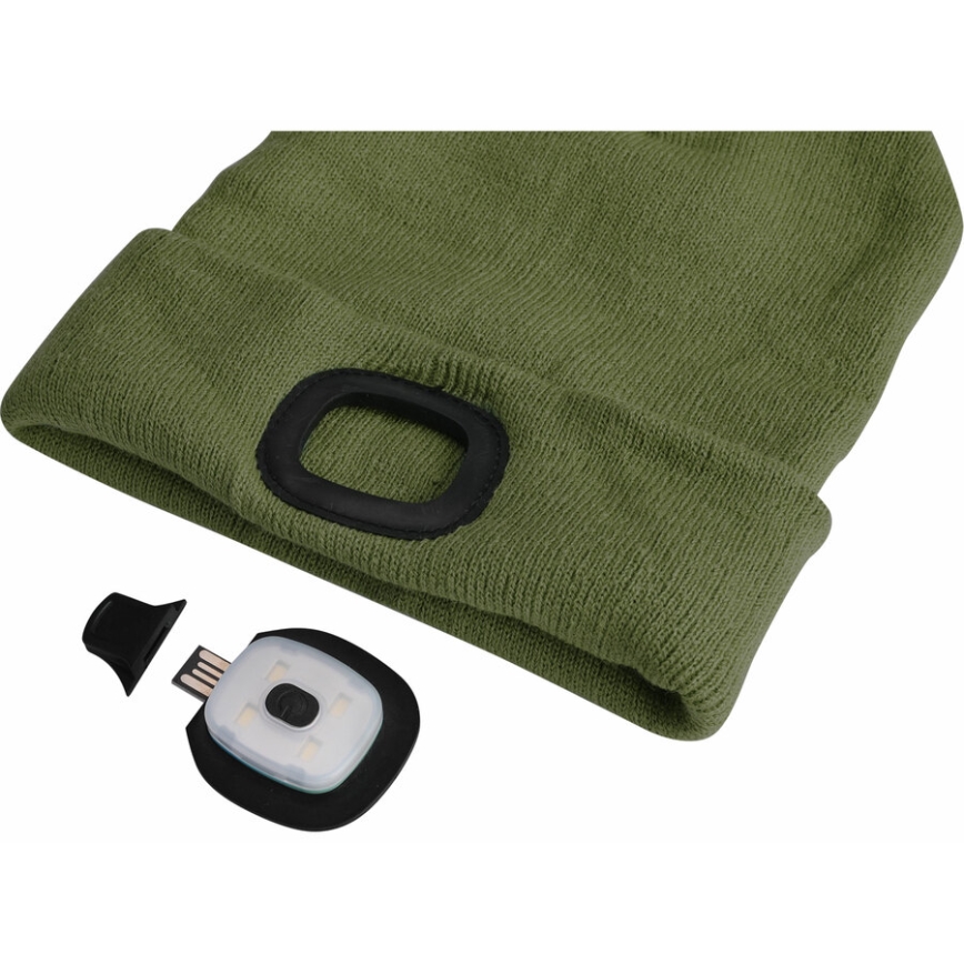 Extol - Müts pealambi ja USB laadimisega 300 mAh roheline, suurus UNI