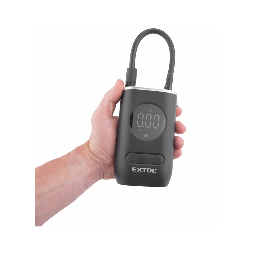 Extol Premium - Digitaalne taskukompressor 2000 mAh 7,4V must