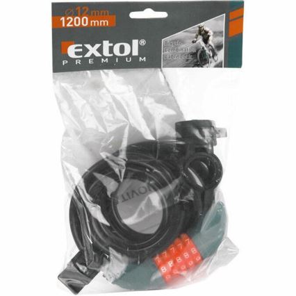 Extol Premium - jalgrattalukk kaabliga 12x1200 mm ja viiekohalise koodiga
