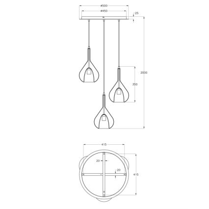 Fabas Luce 3481-47-297 - Lühter LILA 3xE27/40W/230V kuldne/hall/läbipaistev