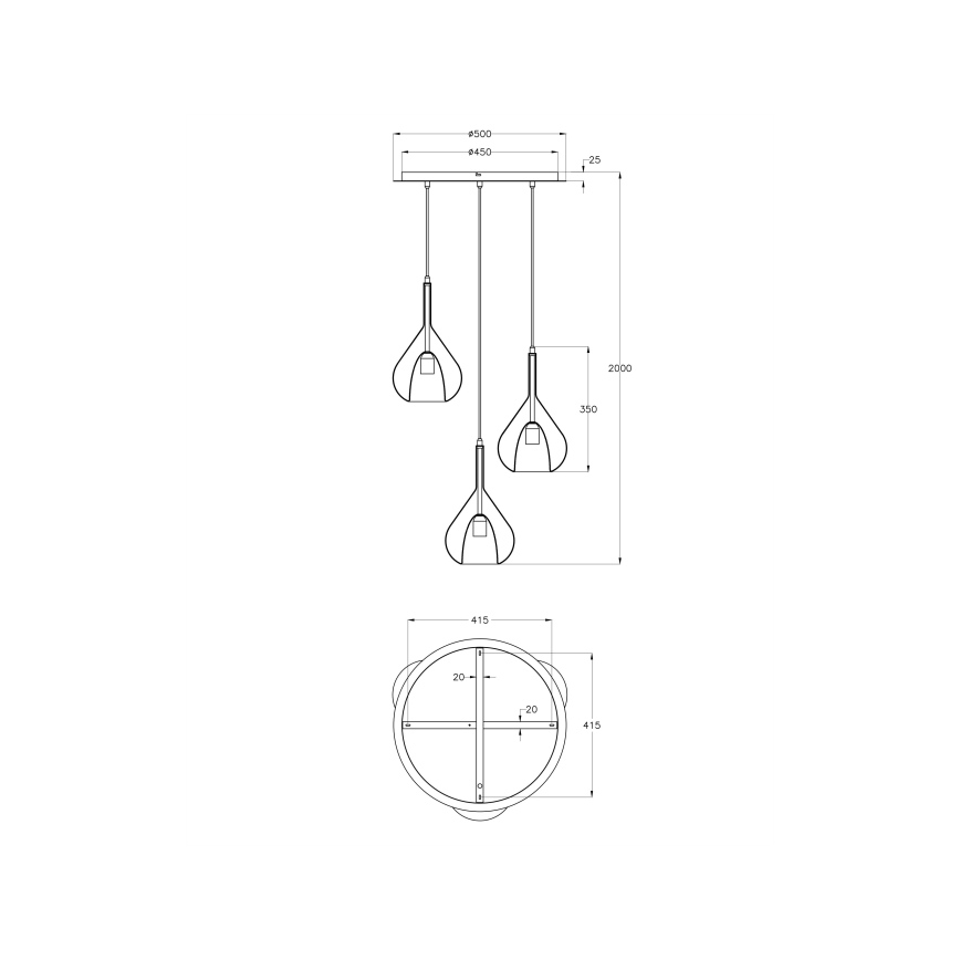 Fabas Luce 3481-47-297 - Lühter LILA 3xE27/40W/230V kuldne/hall/läbipaistev
