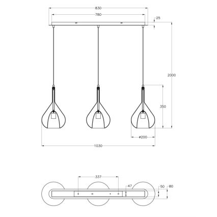 Fabas Luce 3481-48-297 - Lühter LILA 3xE27/40W/230V läbipaistev/kuldne/hall