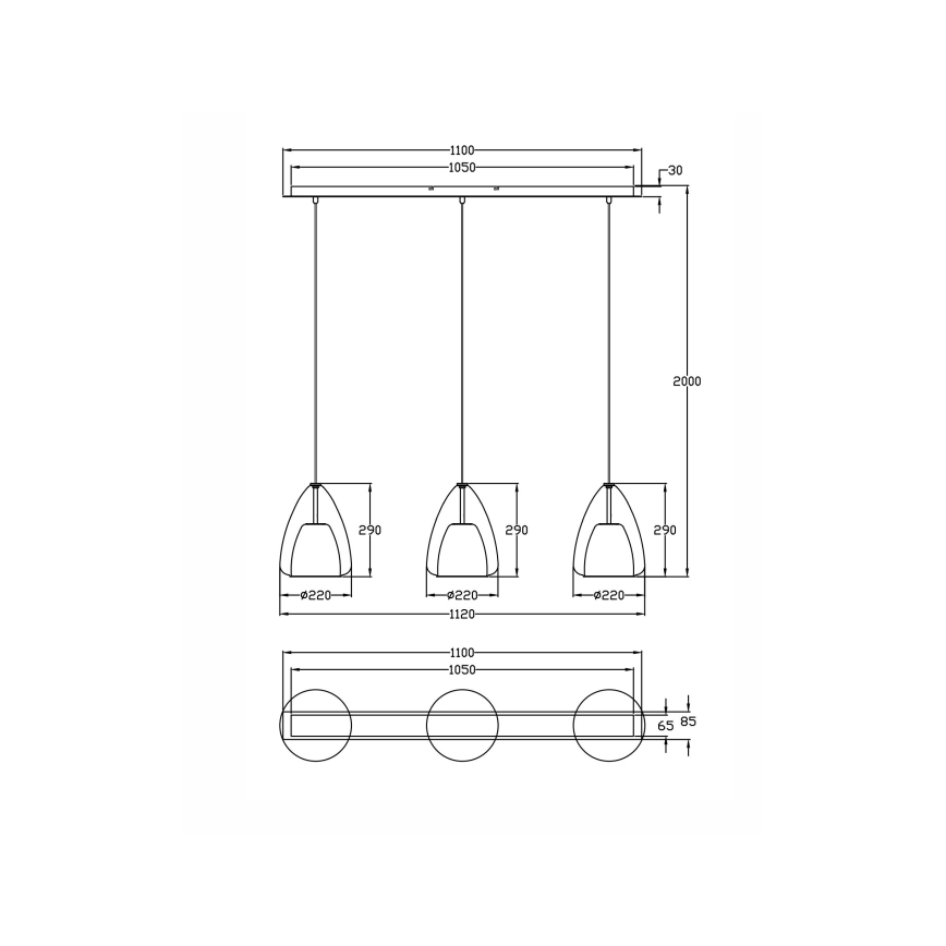 Fabas Luce 3673-48-125 - Lühter BRITTON 3xE27/40W/230V kuldne
