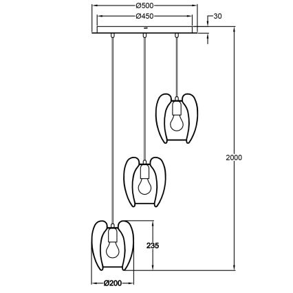 Fabas Luce 3677-47-101 - Lühter CAMP 3xE27/40W/230V must