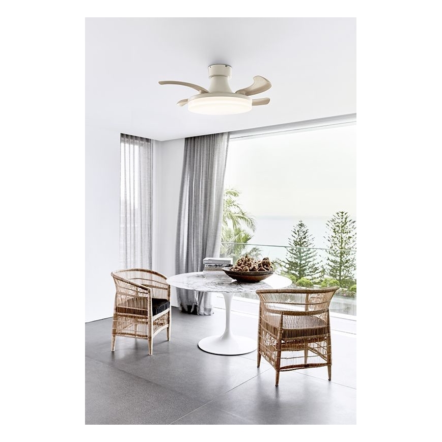 FANAWAY 210664 - LED Hämardatav laeventilaator ORBIT LED/25W/230V beež/valge + kaugjuhtimispult