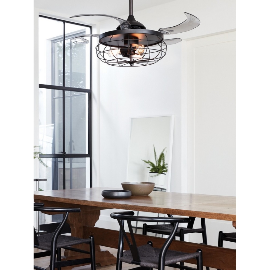 FANAWAY 212920 - LED Laeventilaator INDUSTRI 3xE27/4W/230V must + kaugjuhtimispult