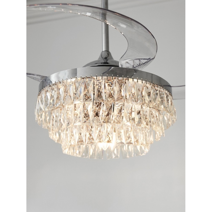 FANAWAY 212923 - LED Laeventilaator VEIL 6xE14/4,5W/230V läikiv kroom + kaugjuhtimispult