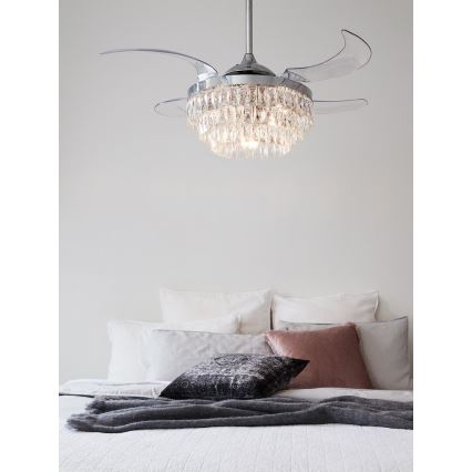 FANAWAY 212923 - LED Laeventilaator VEIL 6xE14/4,5W/230V läikiv kroom + kaugjuhtimispult