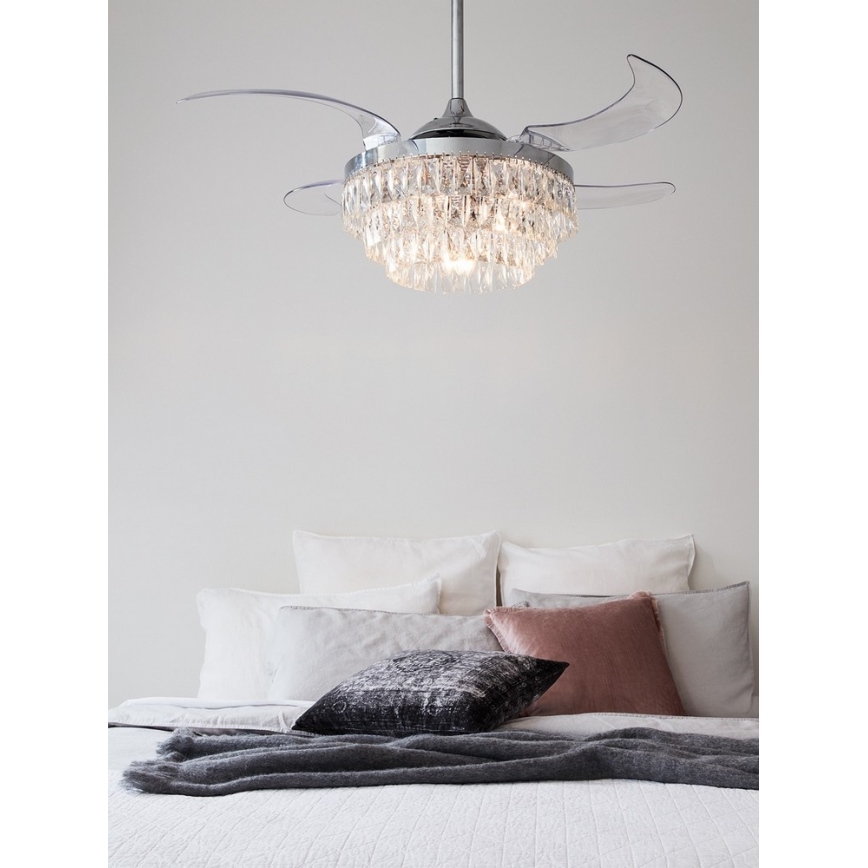 FANAWAY 212923 - LED Laeventilaator VEIL 6xE14/4,5W/230V läikiv kroom + kaugjuhtimispult