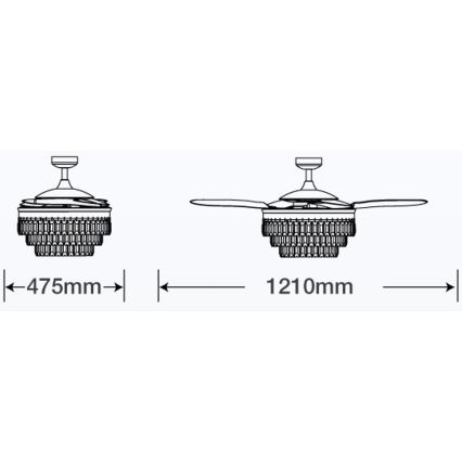 FANAWAY 212923 - LED Laeventilaator VEIL 6xE14/4,5W/230V läikiv kroom + kaugjuhtimispult