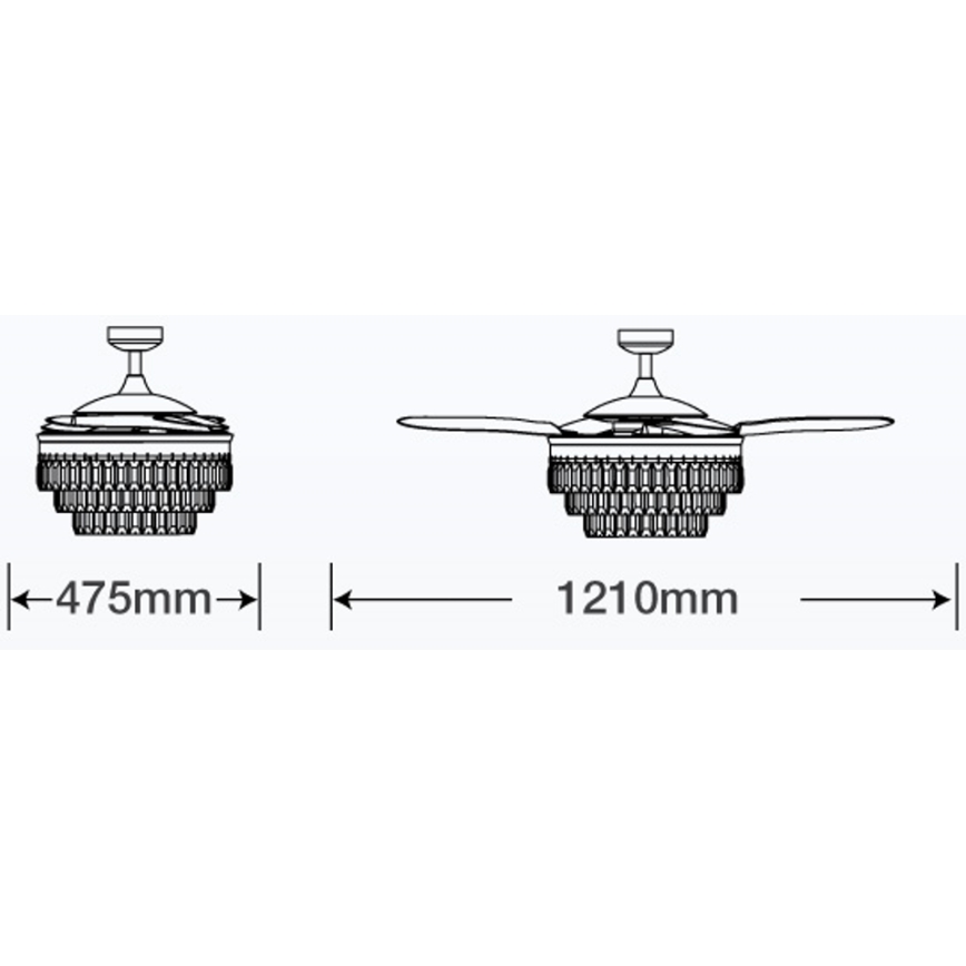 FANAWAY 212923 - LED Laeventilaator VEIL 6xE14/4,5W/230V läikiv kroom + kaugjuhtimispult