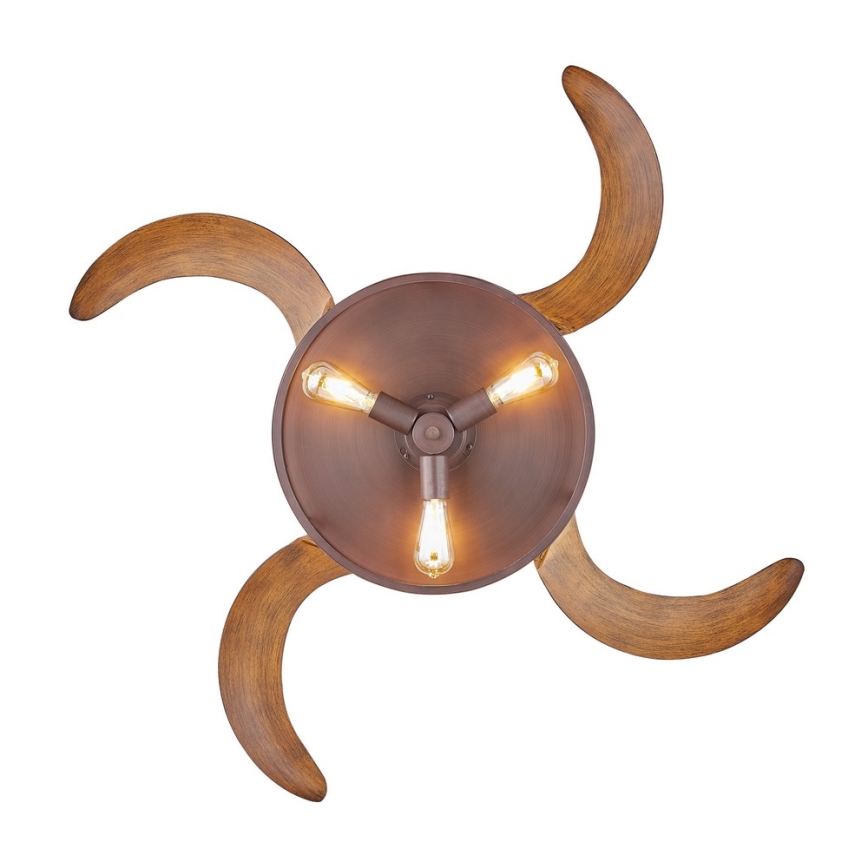 FANAWAY 212925 - LED Laeventilaator CLASSIC 3xE27/4W/230V pruun + kaugjuhtimispult