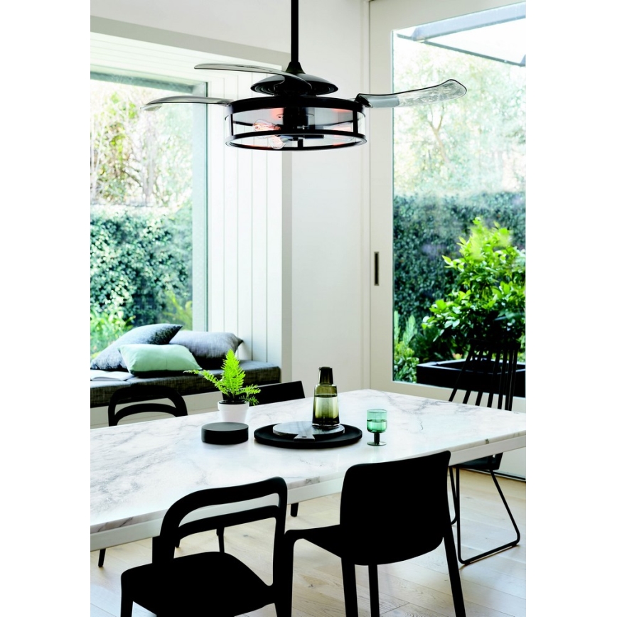 FANAWAY 212927 - LED-laeventilaator CLASSIC 3xE27/4W/230V must, läbimõõt 112 cm + kaugjuhtimispult