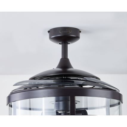 FANAWAY 212927 - LED-laeventilaator CLASSIC 3xE27/4W/230V must, läbimõõt 112 cm + kaugjuhtimispult