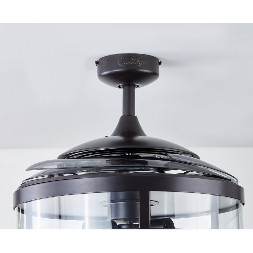 FANAWAY 212927 - LED-laeventilaator CLASSIC 3xE27/4W/230V must, läbimõõt 112 cm + kaugjuhtimispult