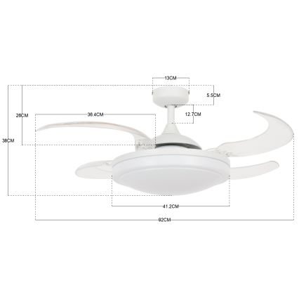 FANAWAY 212980 - Laeventilaator EVORA 2xE27/15W/230V valge + kaugjuhtimispult