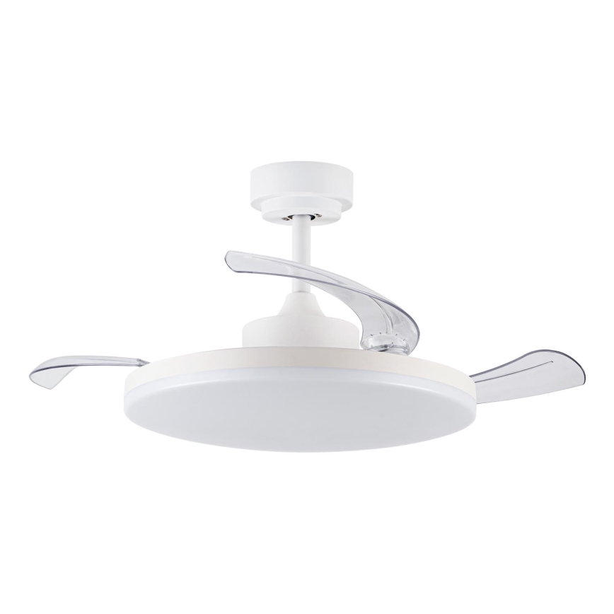 FANAWAY 21612949 - LED Hämardatav laeventilaator STROLL LED/30W/230V 2700/3500/5000K d. 106 cm valge/läbipaistev + kaugjuhtimispult