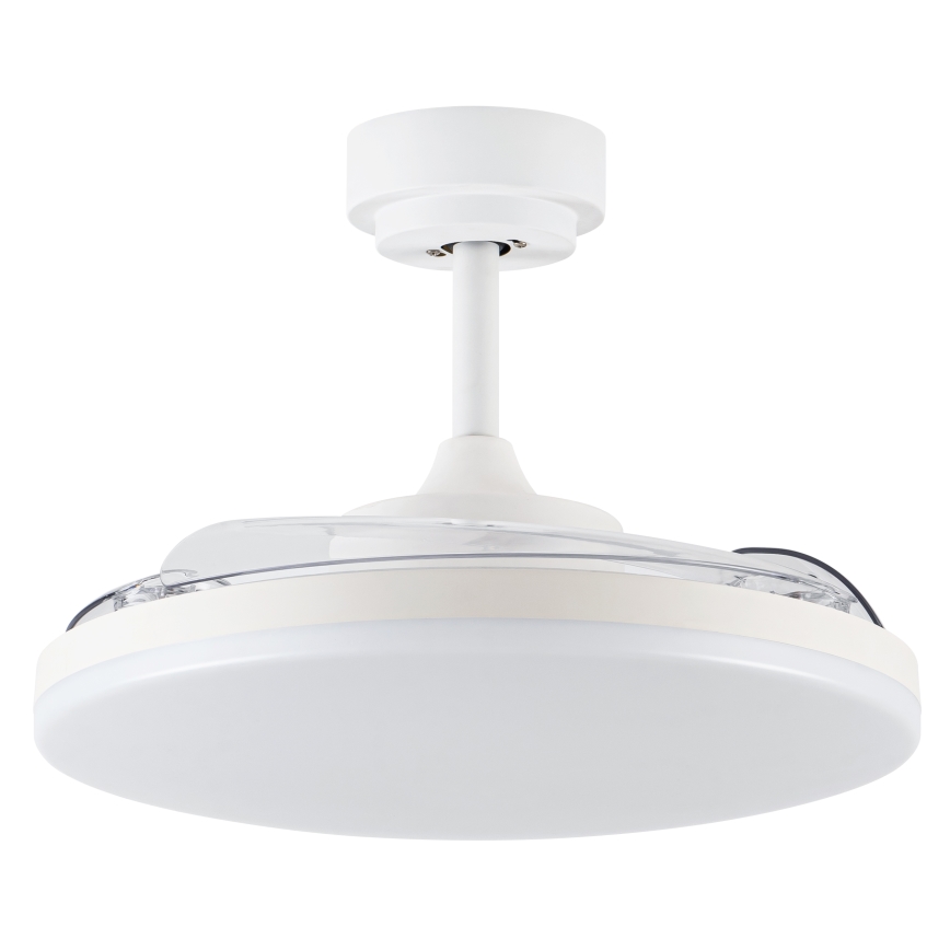 FANAWAY 21612949 - LED Hämardatav laeventilaator STROLL LED/30W/230V 2700/3500/5000K d. 106 cm valge/läbipaistev + kaugjuhtimispult