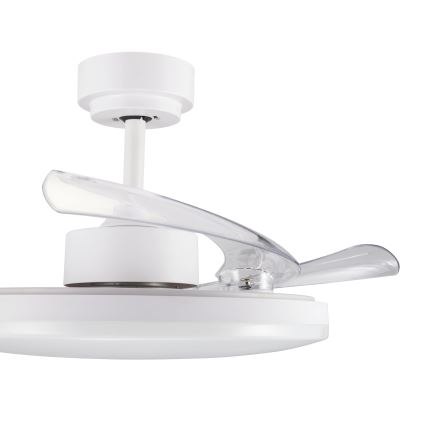 FANAWAY 21612949 - LED Hämardatav laeventilaator STROLL LED/30W/230V 2700/3500/5000K d. 106 cm valge/läbipaistev + kaugjuhtimispult