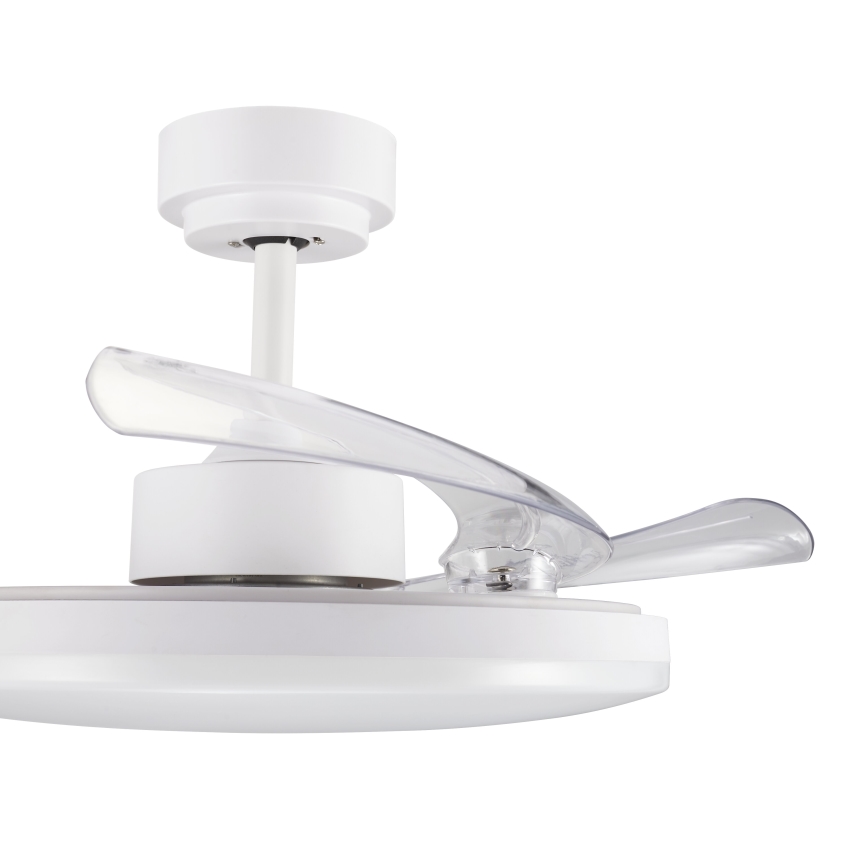 FANAWAY 21612949 - LED Hämardatav laeventilaator STROLL LED/30W/230V 2700/3500/5000K d. 106 cm valge/läbipaistev + kaugjuhtimispult