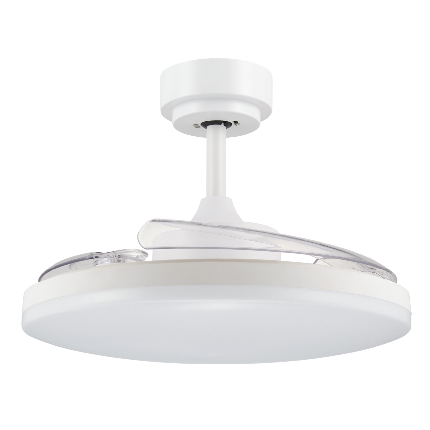 FANAWAY 21612949 - LED Hämardatav laeventilaator STROLL LED/30W/230V 2700/3500/5000K d. 106 cm valge/läbipaistev + kaugjuhtimispult