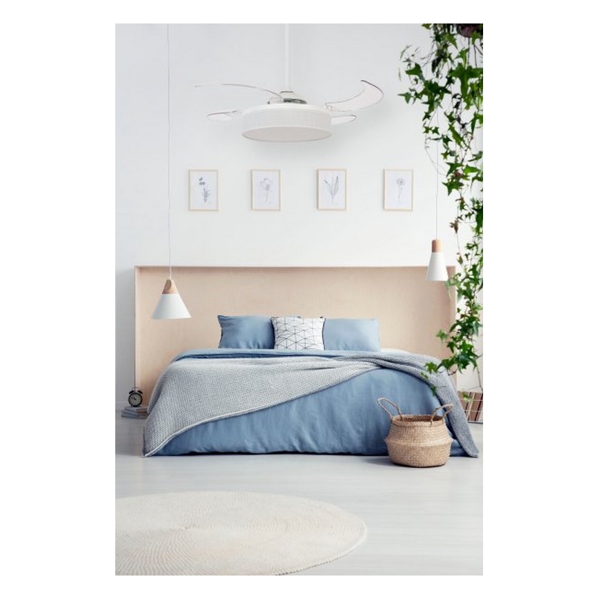 FANAWAY 511030 - LED Laeventilaator FRASER 3xE27/20W/230V valge + kaugjuhtimispult