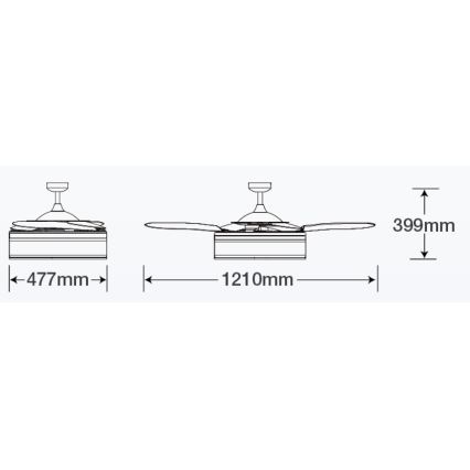 FANAWAY 511030 - LED Laeventilaator FRASER 3xE27/20W/230V valge + kaugjuhtimispult