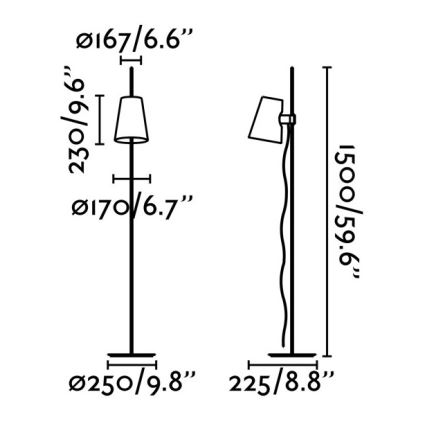 FARO 29998 - Põrandalamp LUPE 1xE27/20W/230V läikiv kroom