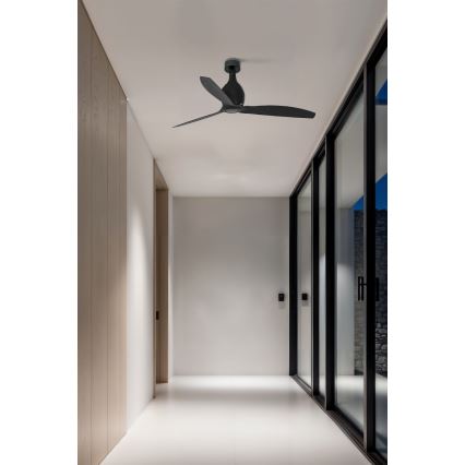 FARO 32030 - Laeventilaator MINI ETERFAN must d. 128 cm + kaugjuhtimispult