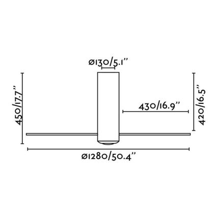FARO 32034 - Laeventilaator TUBE FAN valge/läbipaistev d. 128 cm