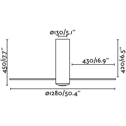 FARO 32036 - Laeventilaator TUBE FAN must/läbipaistev d. 128 cm + kaugjuhtimispult