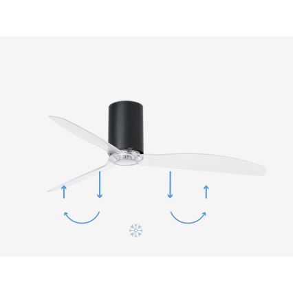 FARO 32041WP - Laeventilaator MINI TUBE FAN M must/läbipaistev d. 128 cm SMART + kaugjuhtimispult