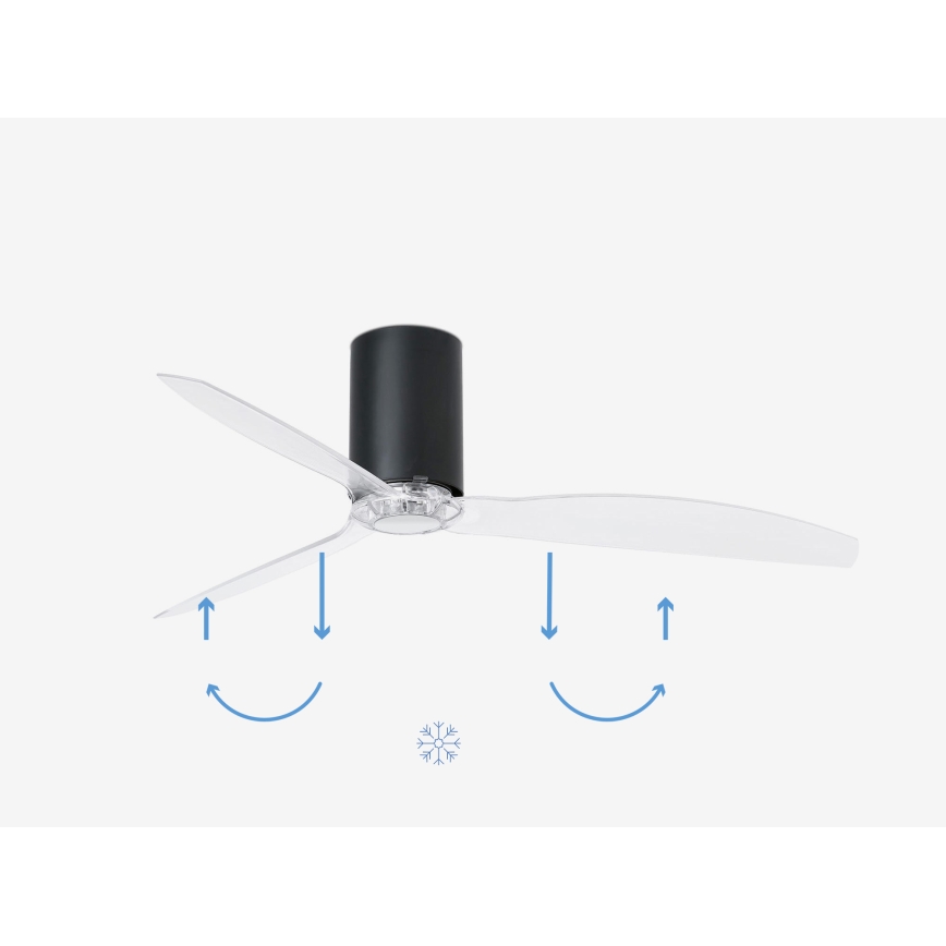 FARO 32041WP - Laeventilaator MINI TUBE FAN M must/läbipaistev d. 128 cm SMART + kaugjuhtimispult