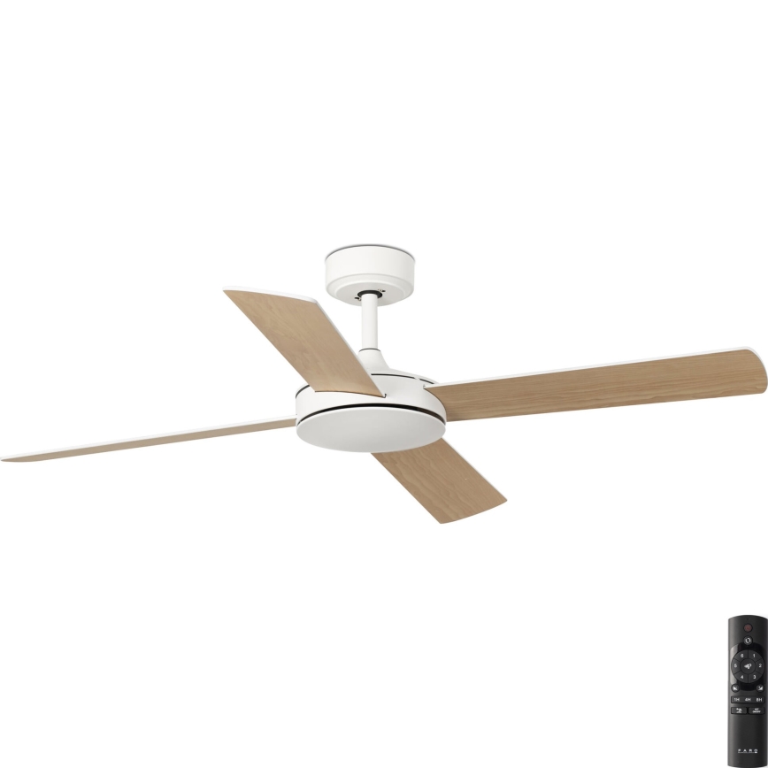 FARO 33350DC - Laeventilaator MALLORCA L valge/pruun d. 132 cm + kaugjuhtimispult