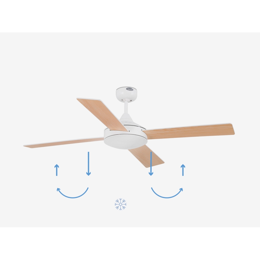 FARO 33350DC - Laeventilaator MALLORCA L valge/pruun d. 132 cm + kaugjuhtimispult