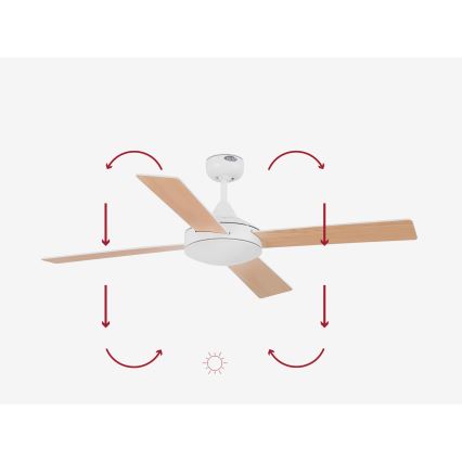 FARO 33350DC - Laeventilaator MALLORCA L valge/pruun d. 132 cm + kaugjuhtimispult