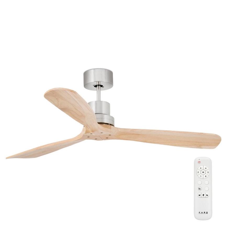 FARO 33373DC - Laeventilaator LANTAU puit/matt kroom d. 132 cm + kaugjuhtimispult