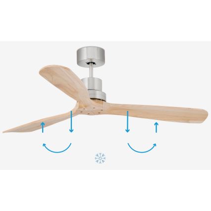 FARO 33373DC - Laeventilaator LANTAU puit/matt kroom d. 132 cm + kaugjuhtimispult